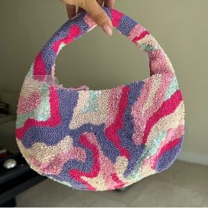 Made in India viral beaded bag. Pink purple camo